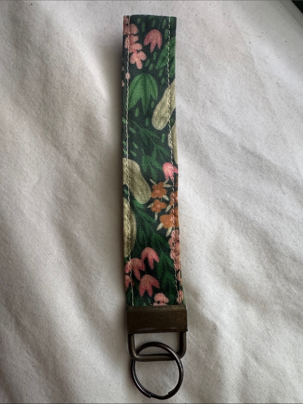 Floral Green Wristlet Key Fob
